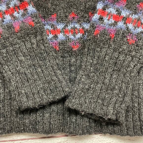 American Eagle Pink Gray Wool blend Sweater Nordic Patterned Pullover Size S - Picture 6 of 10